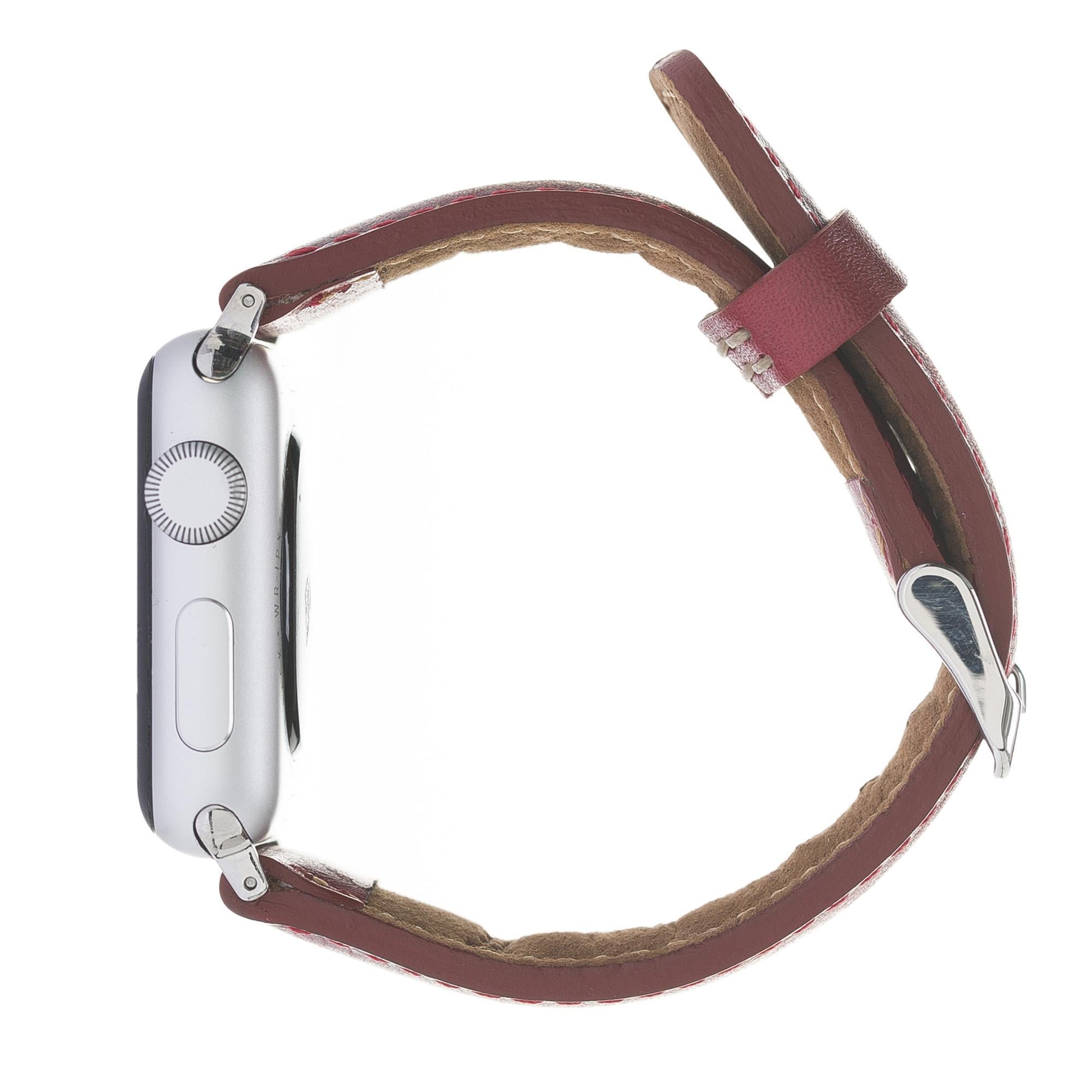 Bouletta Apple Watch Uyumlu Deri Kordon 38-40-41mm V4EF Kırmızı