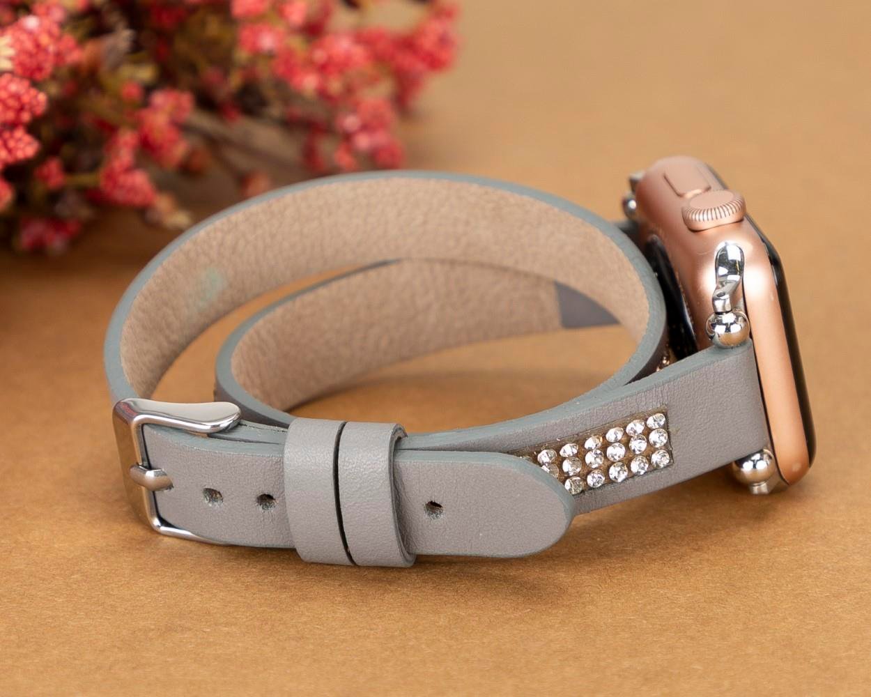 Bouletta Apple Watch Uyumlu Deri Kordon 38-40-41mm DT Taşlı RST9