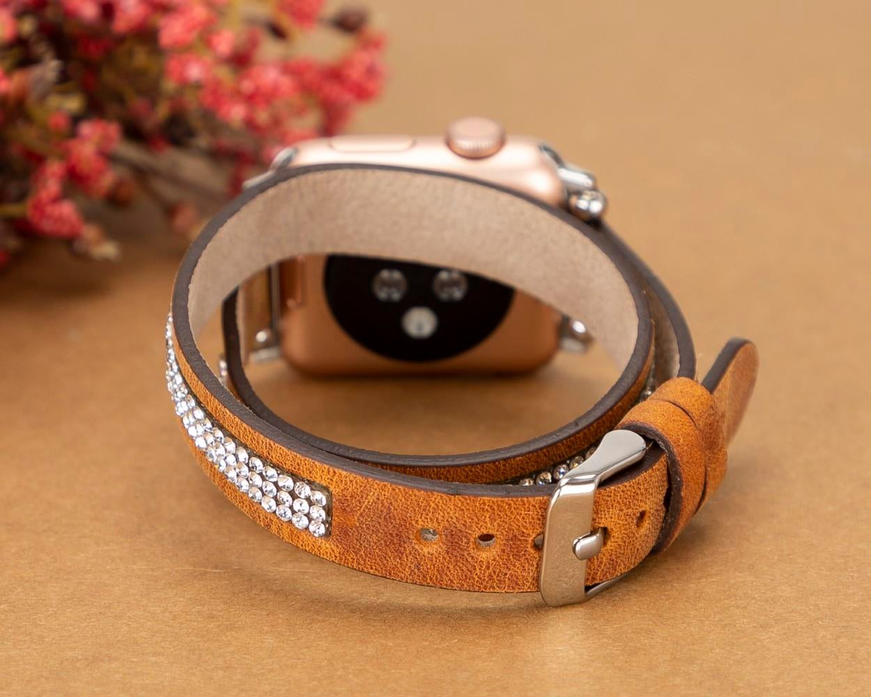 Bouletta Apple Watch Uyumlu Deri Kordon 38-40-41mm DT Taşlı G19