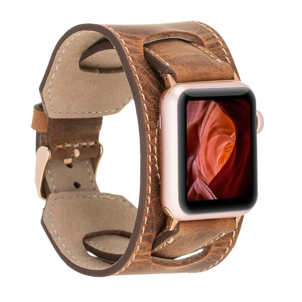 Bouletta Apple Watch Uyumlu Deri Kordon 42-44-45mm Cuff G2 Kahve