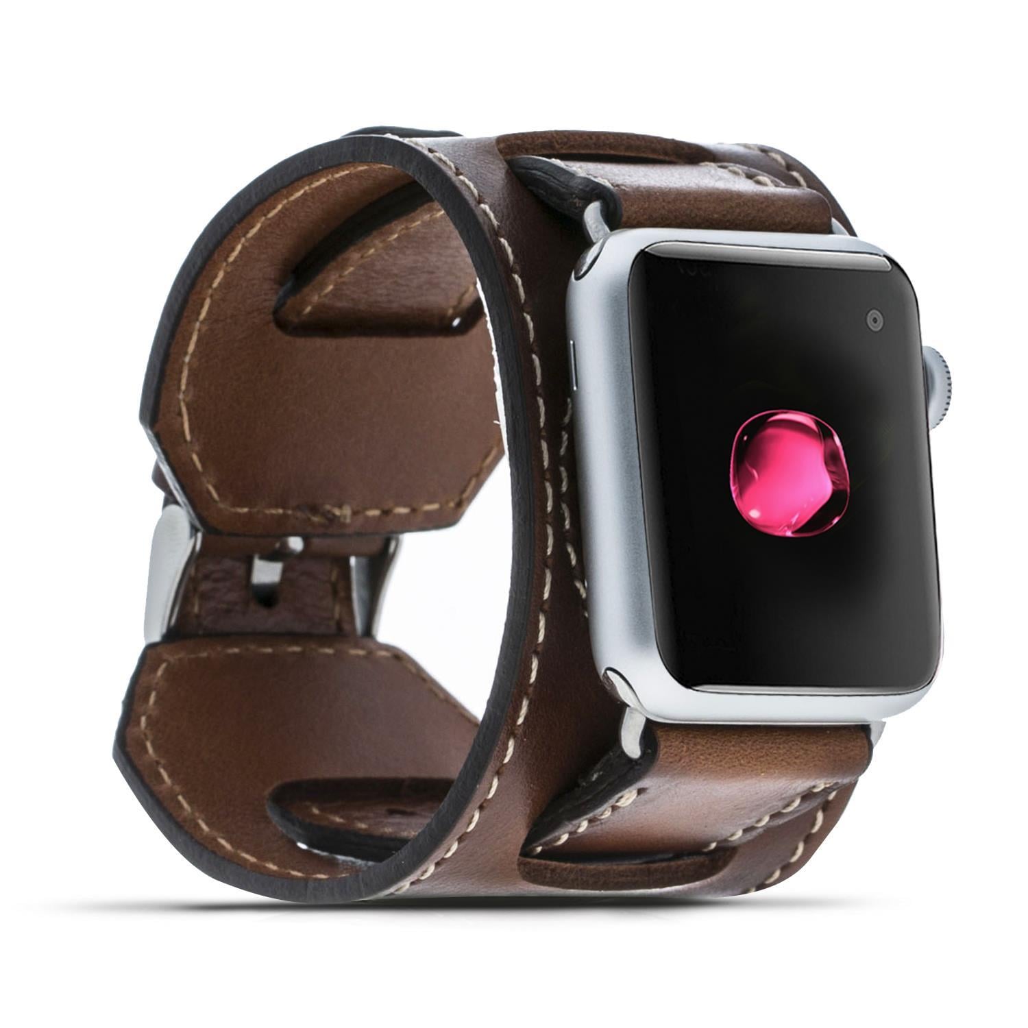 Bouletta Apple Watch Uyumlu Deri Kordon 38-40-41mm Cuff Taba