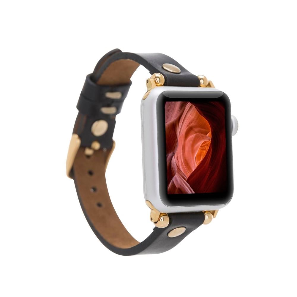 Bouletta Apple Watch Uyumlu Deri Kordon 38-40-41mm GT RST1 Siyah