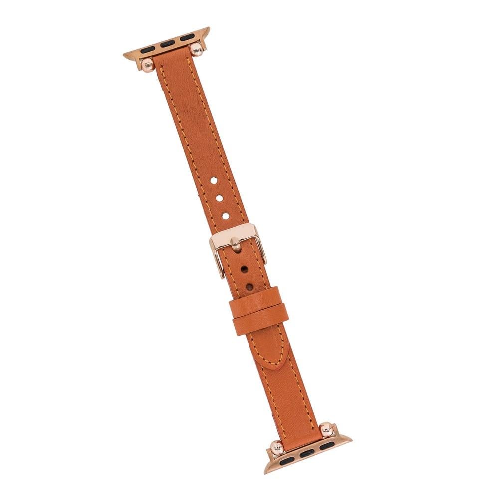 Bouletta Apple Watch Uyumlu Deri Kordon 42-44-45mm Ferro F5 Taba