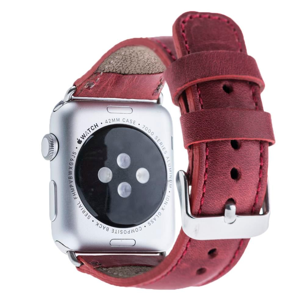 Bouletta Apple Watch Uyumlu Deri Kordon 42-44-45mm CZ04 Kırmızı