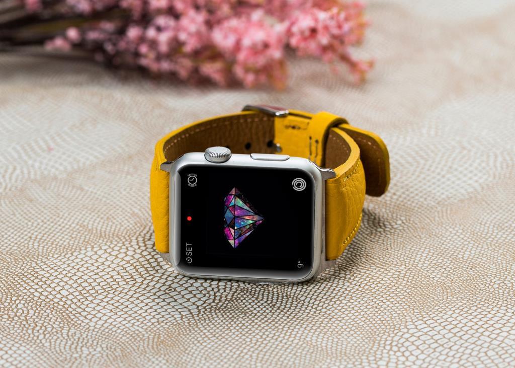 Bouletta Apple Watch Uyumlu Deri Kordon 42-44-45mm FL12 Sarı