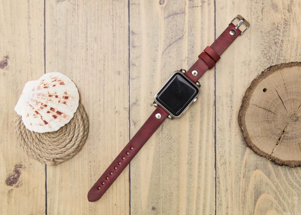 Bouletta Apple Watch Uyumlu Deri Kordon 38-40-41mm ST V4EF Bordo