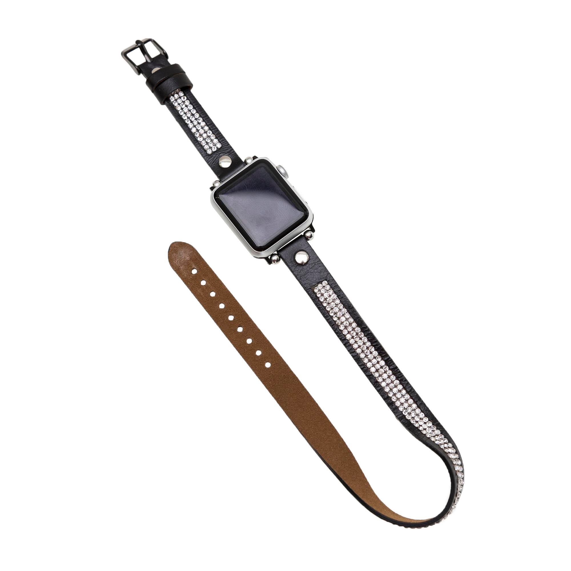Bouletta Apple Watch Uyumlu Deri Kordon 38-40-41mm DT Taşlı RST1