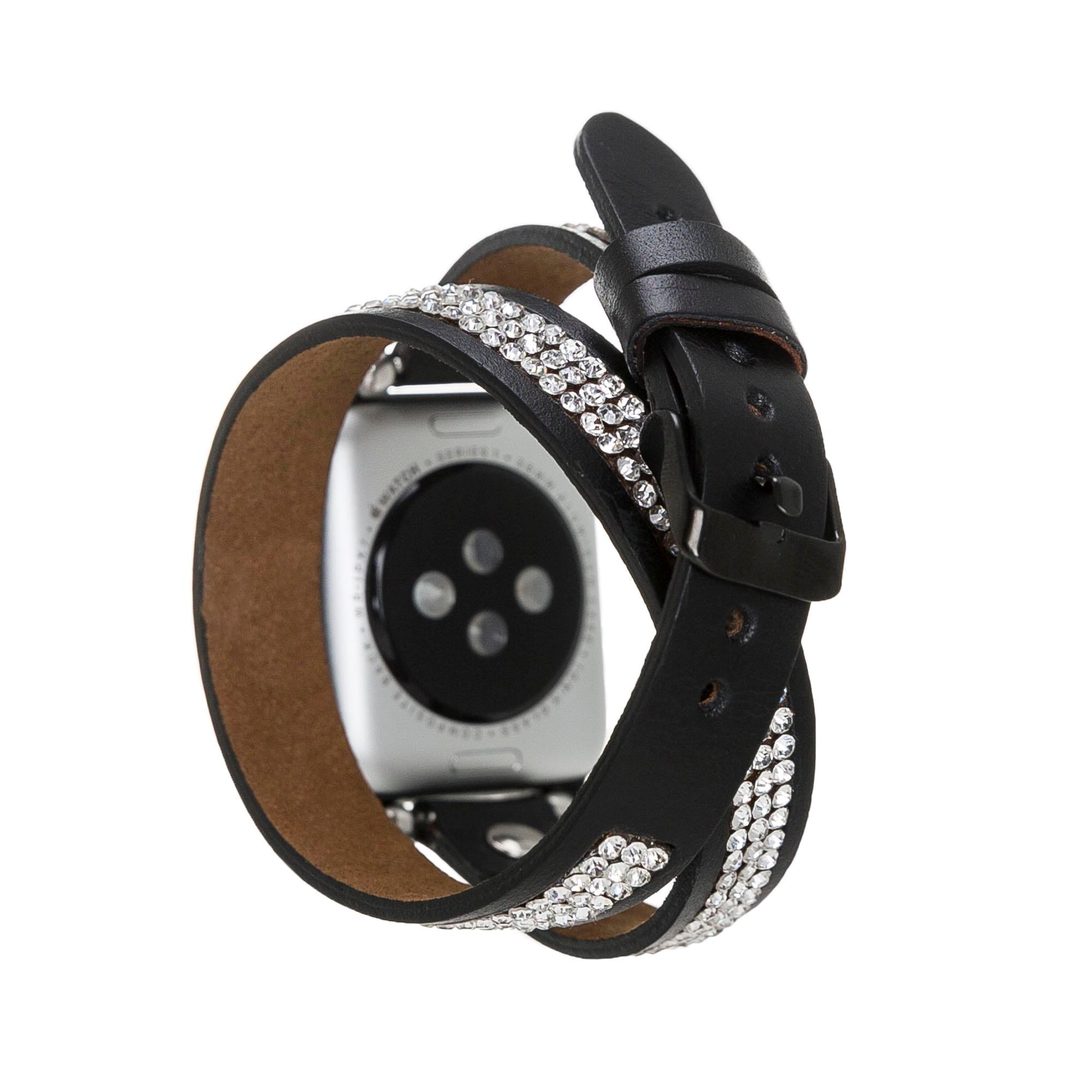 Bouletta Apple Watch Uyumlu Deri Kordon 38-40-41mm DT Taşlı RST1
