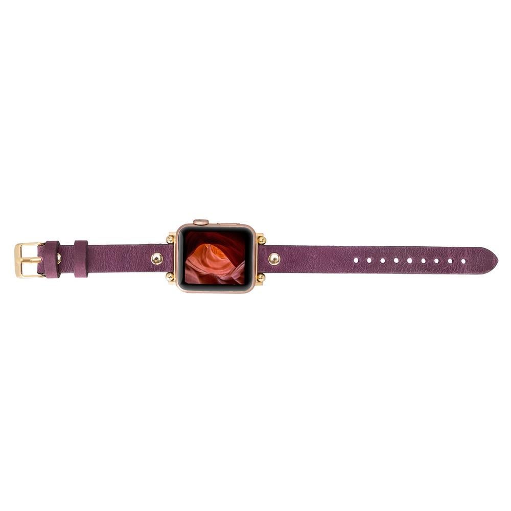 Bouletta Apple Watch Uyumlu Deri Kordon 38-40-41mm RT G7 Mor