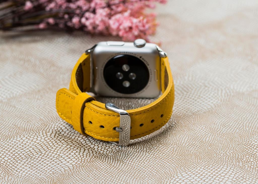 Bouletta Apple Watch Uyumlu Deri Kordon 42-44-45mm FL12 Sarı