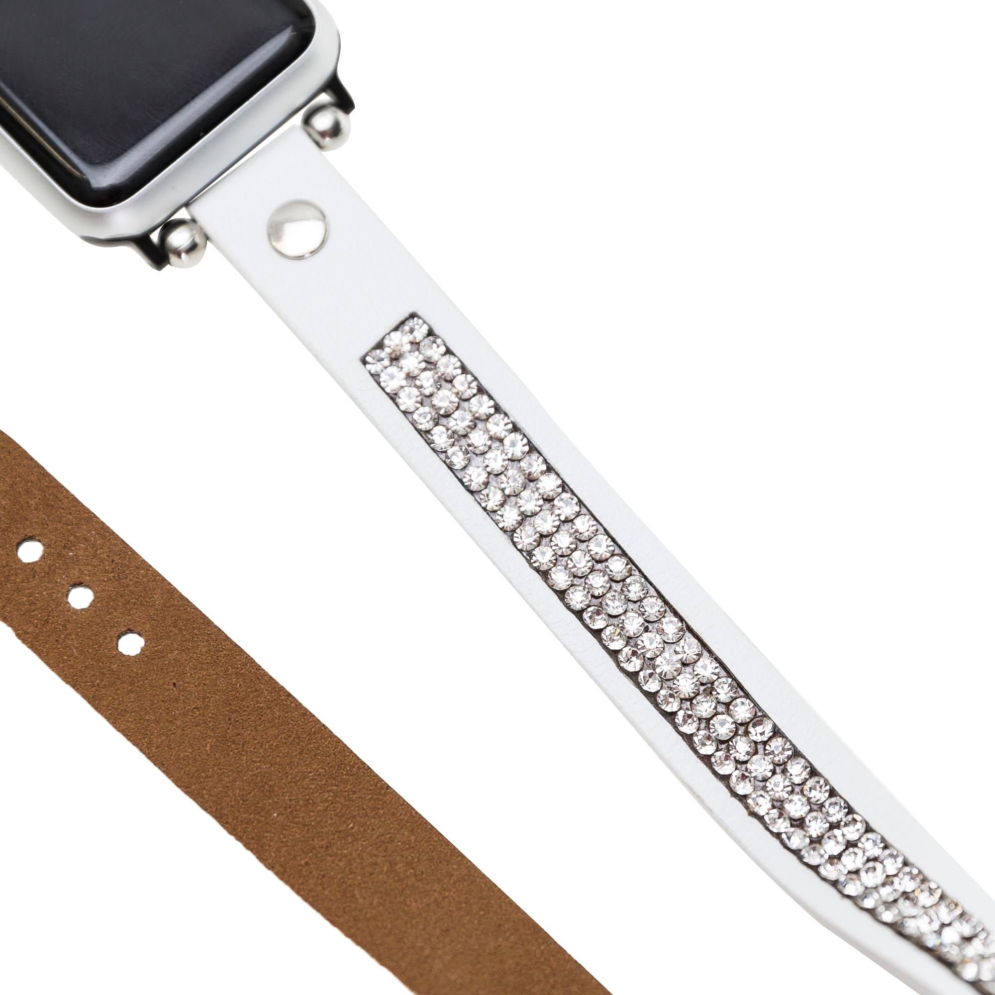 Bouletta Apple Watch Uyumlu Deri Kordon 38-40-41mm DT Taşlı F3