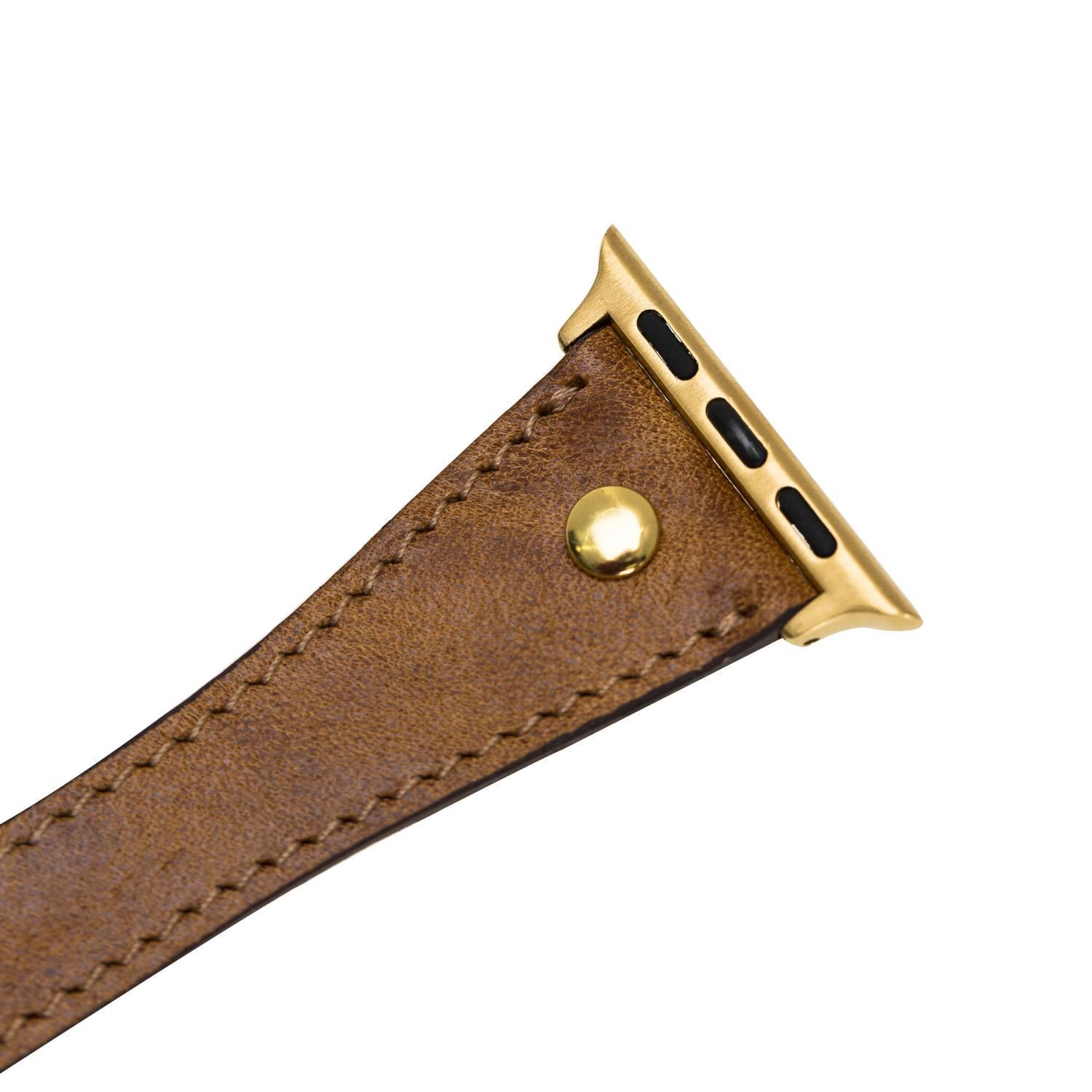 Bouletta Apple Watch Uyumlu Deri Kordon 42-44-45mm Slim DT GT Tan