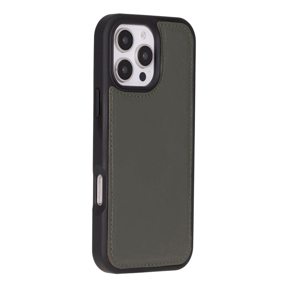 Cüzdan Taşıma Derdi Olmadan – iPhone 16 Pro Max Uyumlu Hakiki Deri El Yapımı Kart Yuvalı Kılıf (Pastel Yeşil)