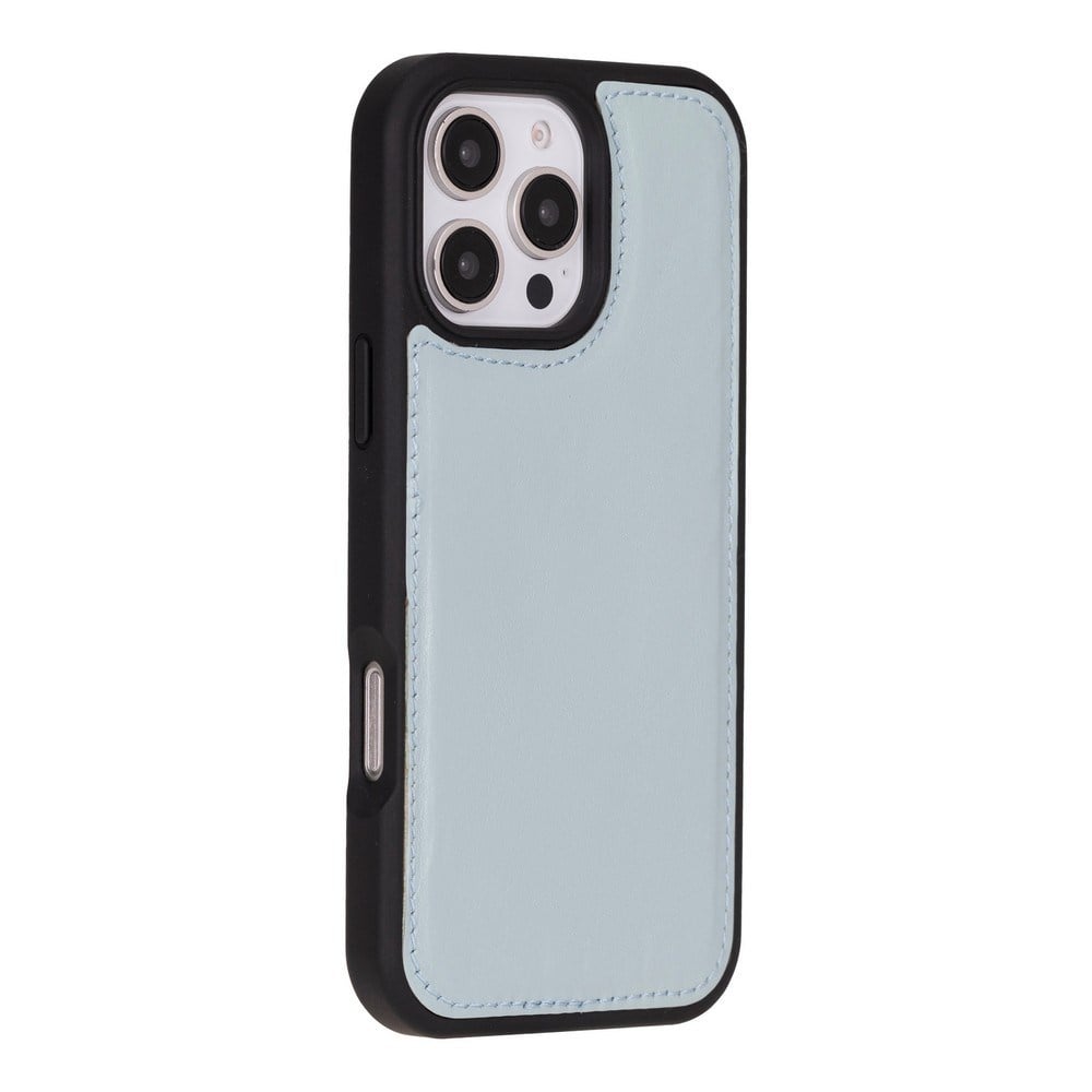Cüzdan Taşıma Derdi Olmadan – iPhone 16 Pro Max Uyumlu Hakiki Deri El Yapımı Kart Yuvalı Kılıf (Bulut Mavisi)