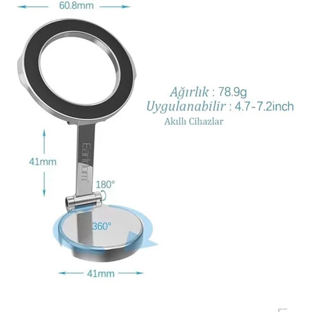 Earldom EH230 360 Derece Ayarlanabilen Yapışkanlı Manyetik Magsafe Araç Tutucu