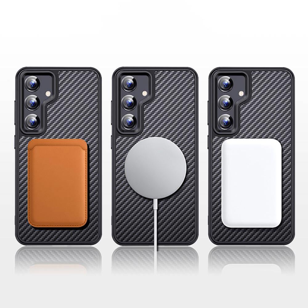 Galaxy S24 Plus Kılıf Aramid Karbon Fiber M-safe Özellikli Wlons Radison Kapak