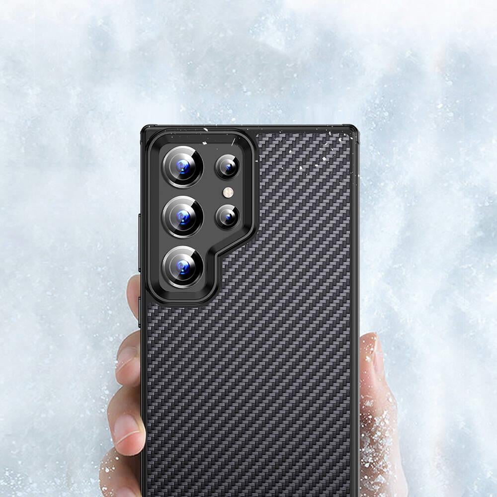 Galaxy S24 Ultra Kılıf Aramid Karbon Fiber M-safe Özellikli Wlons Radison Kapak