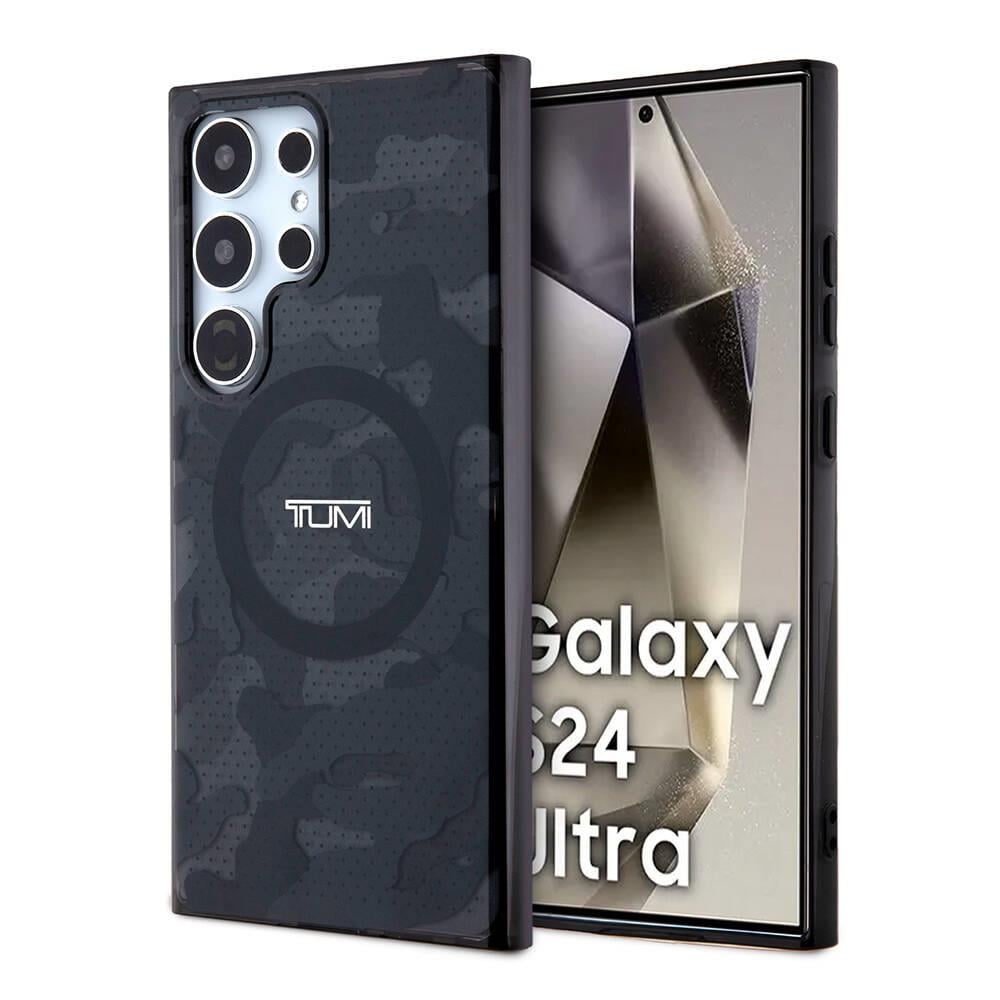 Galaxy S24 Ultra Kılıf TUMI Orjinal Lisanslı M-safe Şarj Özellikli Buzlanmış Saydam Ağ Kamuflajı Desenli Kapak