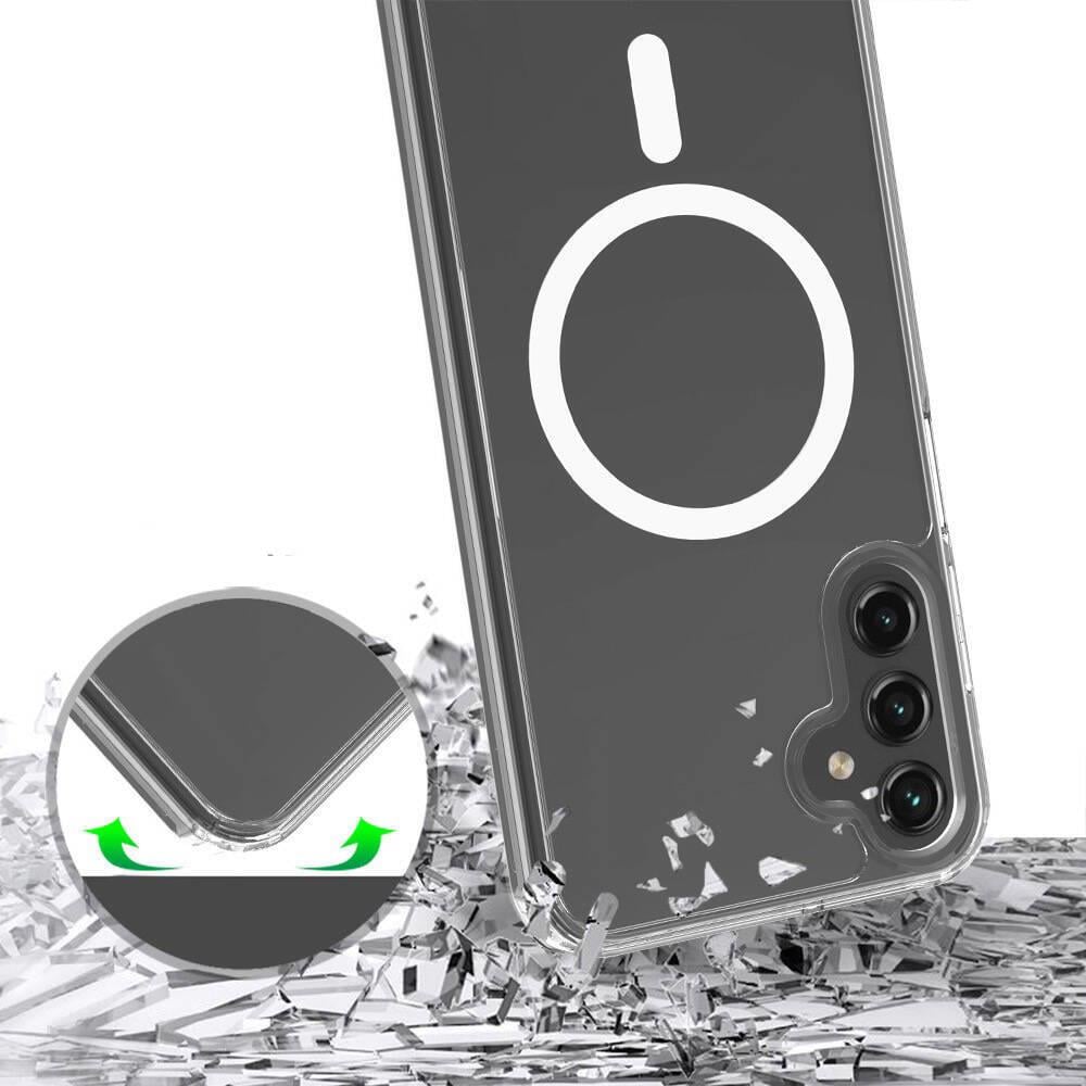 Galaxy S25 FE Kılıf M-safe Şarj Özellikli Şeffaf Sert PC Zore Embos Kapak
