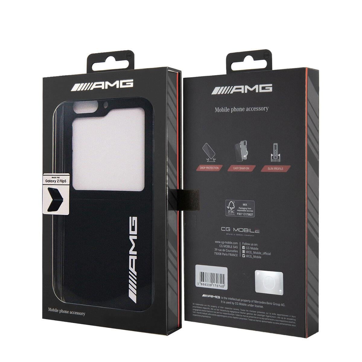 Galaxy Z Flip 5 Kılıf AMG M-safe Şarj Özellikli Büyük Logo Dizayn Orjinal Lisanslı Kapak