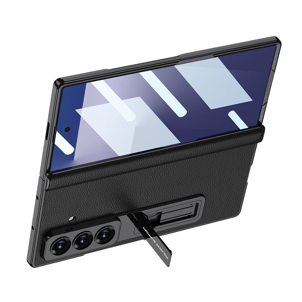 ​Galaxy Z Fold 7 Kılıf Deri Standlı Zore Kıpta Premium Kılıf