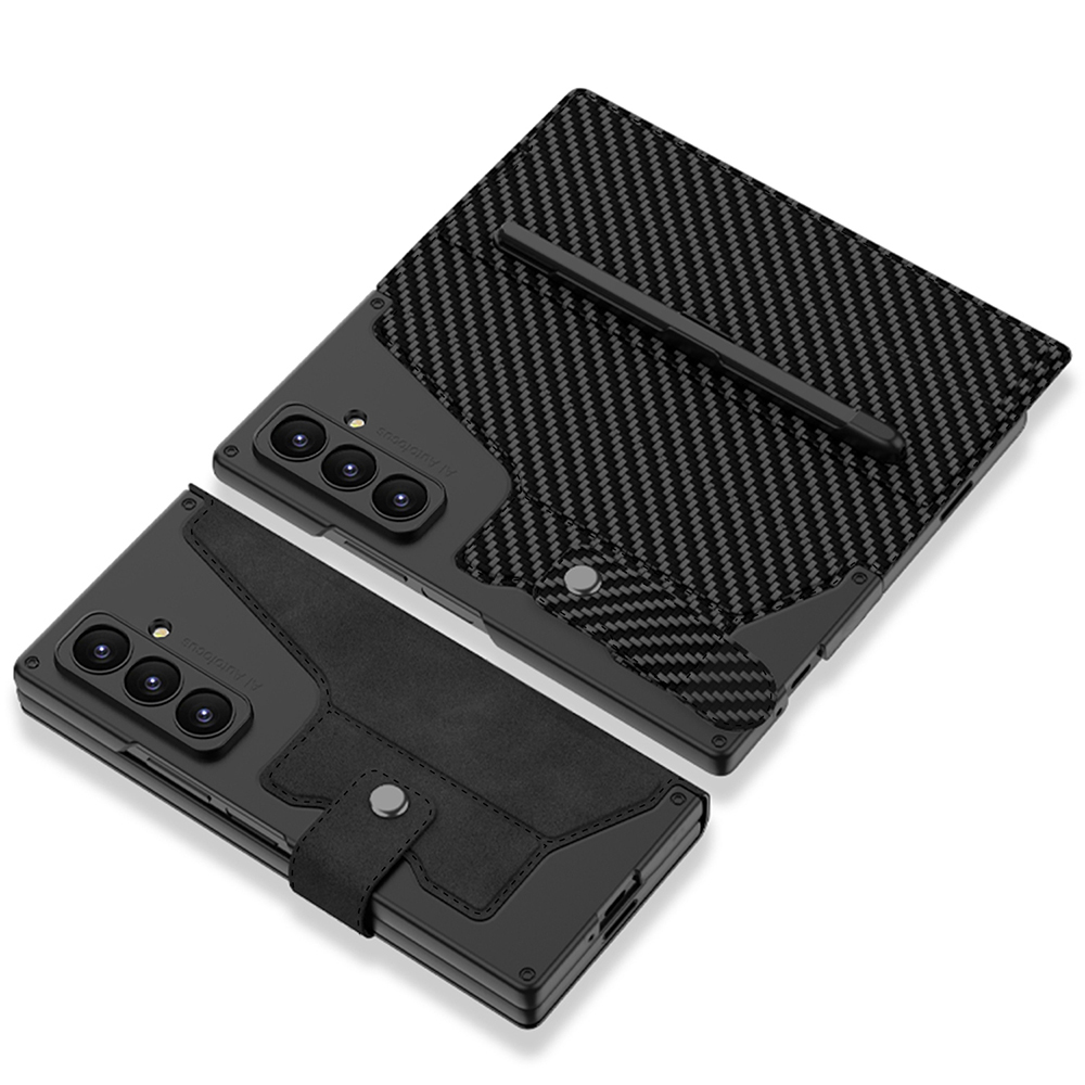 Galaxy Z Fold 7 Kılıf Kamera Korumalı Kadife Tasarımlı Zore Kıpta Kalem Bölmeli Fest Kapak