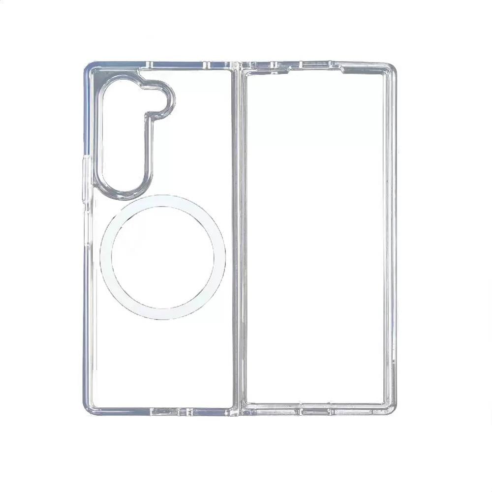 Galaxy Z Fold 7 Kılıf M-safe Şarj Özellikli Şeffaf Sert PC Zore Embos Kapak