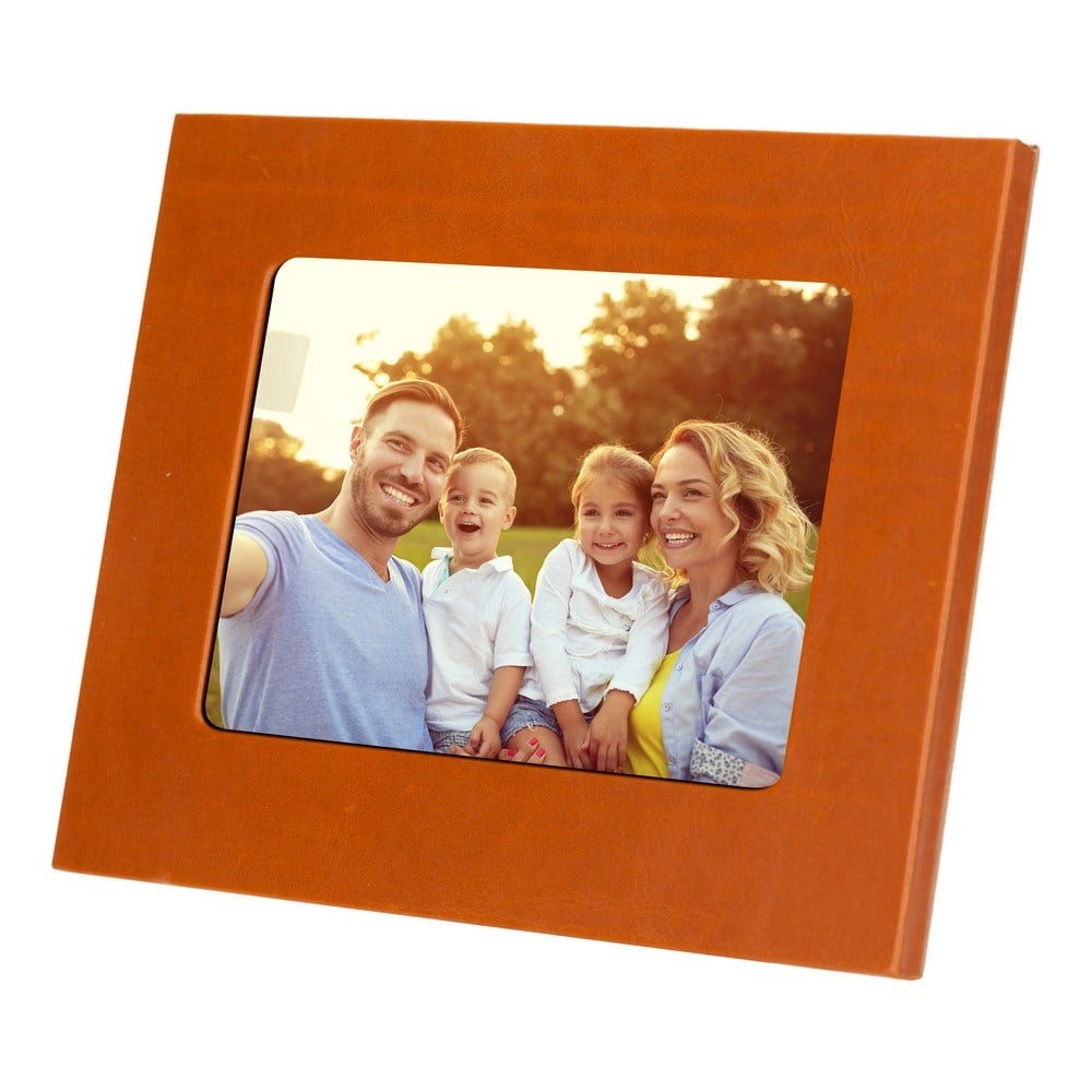 Gerçek Deri Masaüstü Fotoğraf Çerçevesi, 22x17cm (15x10 foto) Rustik Taba