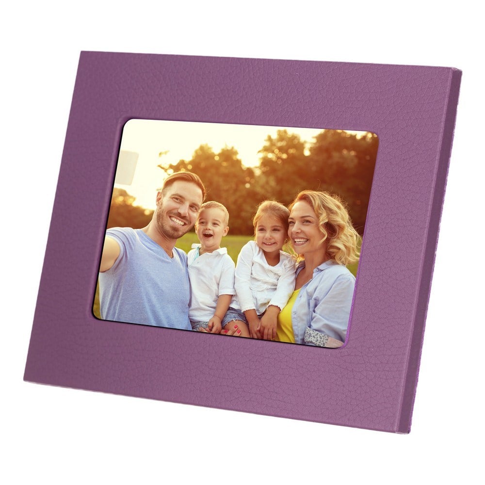 Gerçek Deri Masaüstü Fotoğraf Çerçevesi, 22x17cm (15x10 foto) Mor