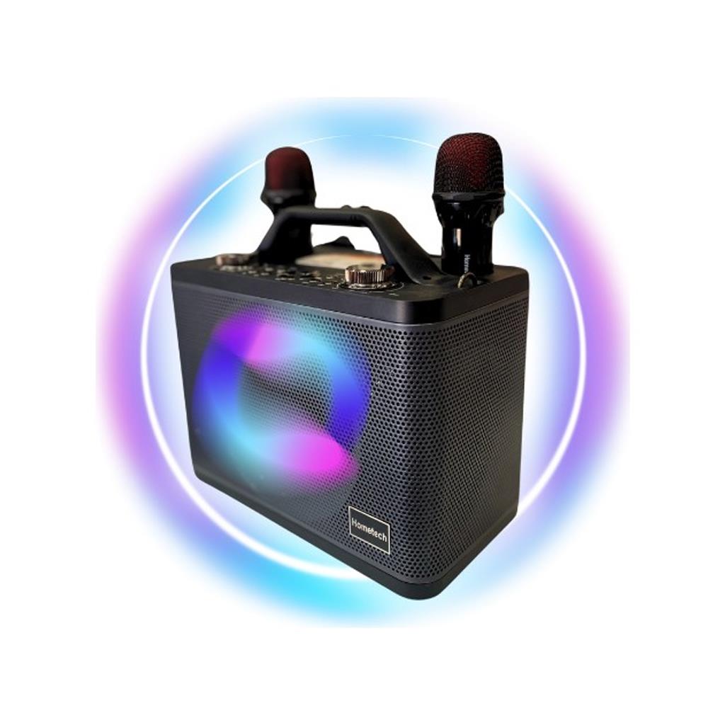 Hometech HT-202 Çift Kablosuz Mikrofonlu Ses Kareoke Efektli Bluetooth Hoparlör