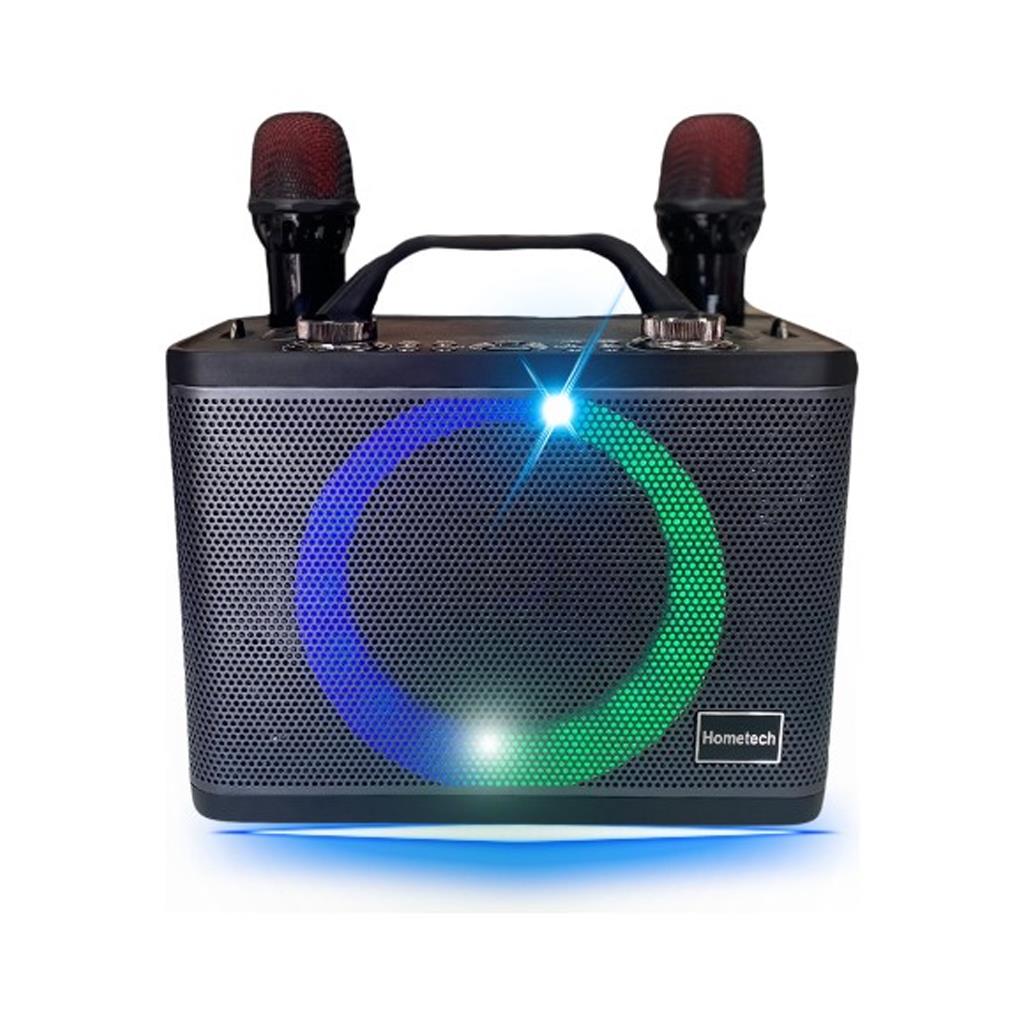 Hometech HT-202 Çift Kablosuz Mikrofonlu Ses Kareoke Efektli Bluetooth Hoparlör
