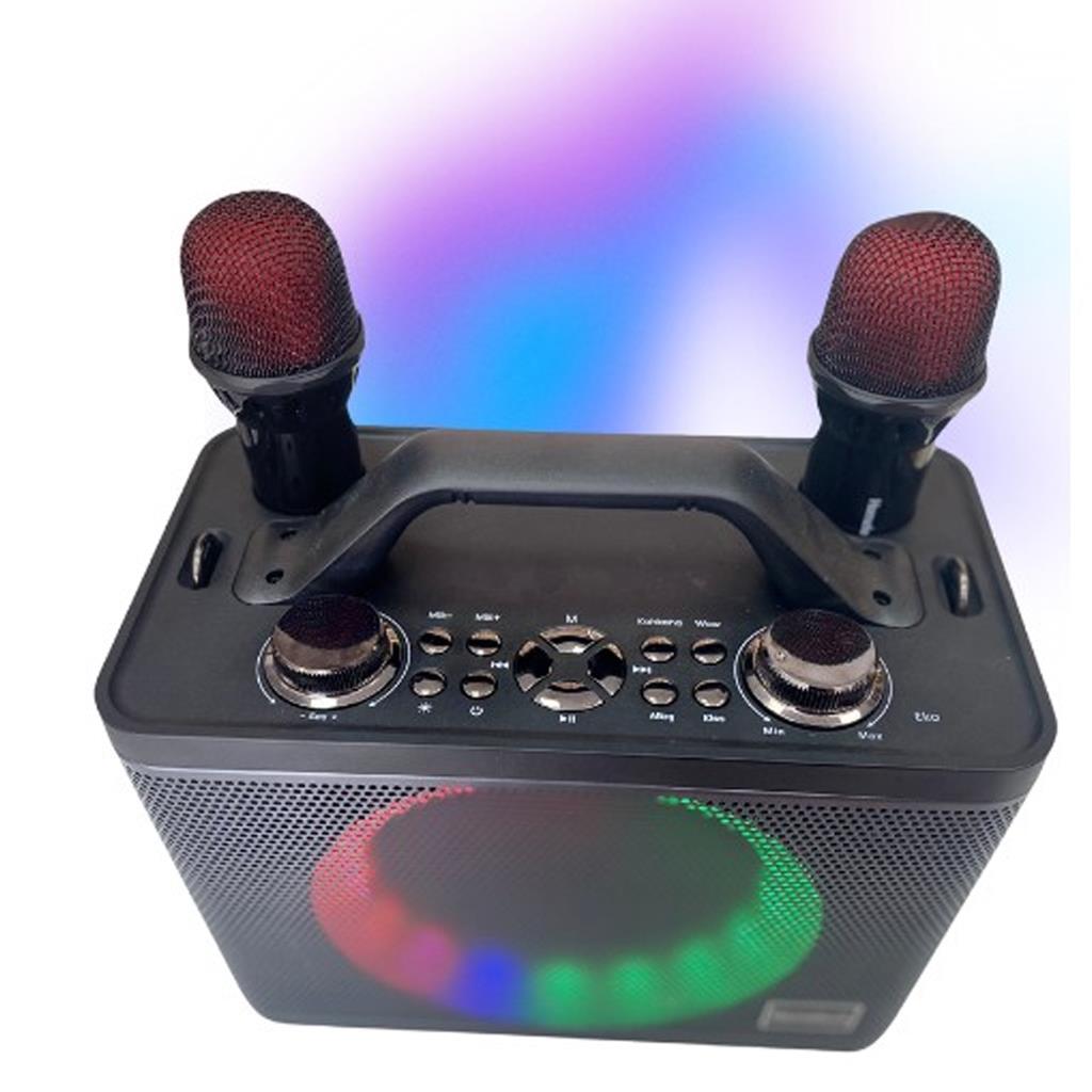 Hometech HT-202 Çift Kablosuz Mikrofonlu Ses Kareoke Efektli Bluetooth Hoparlör