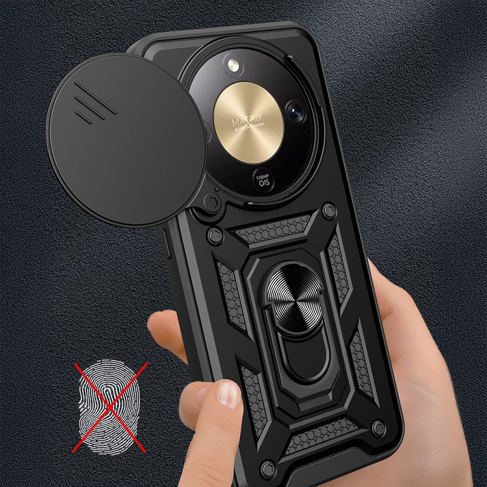 Honor Magic 8 Lite 5G Kılıf Magnetik Standlı Kamera Korumalı Zore Sürgülü Vega Kapak