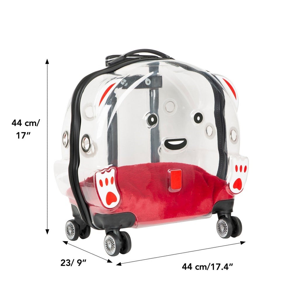 Ice Pet Tekerlekli Çekçekli Kedi Köpek Taşıma Valizi, 42x44 x23 cm, Şeffaf