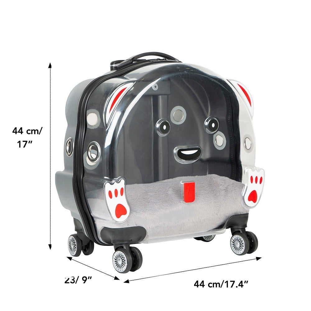 Ice Pet Tekerlekli Çekçekli Kedi Köpek Taşıma Valizi, 42x44 x23 cm, Gri