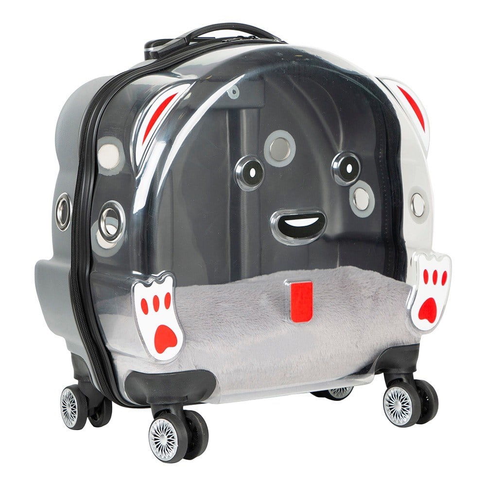 Ice Pet Tekerlekli Çekçekli Kedi Köpek Taşıma Valizi, 42x44 x23 cm, Gri