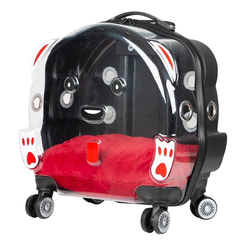 Ice Pet Tekerlekli Çekçekli Kedi Köpek Taşıma Valizi, 42x44 x23 cm, Siyah