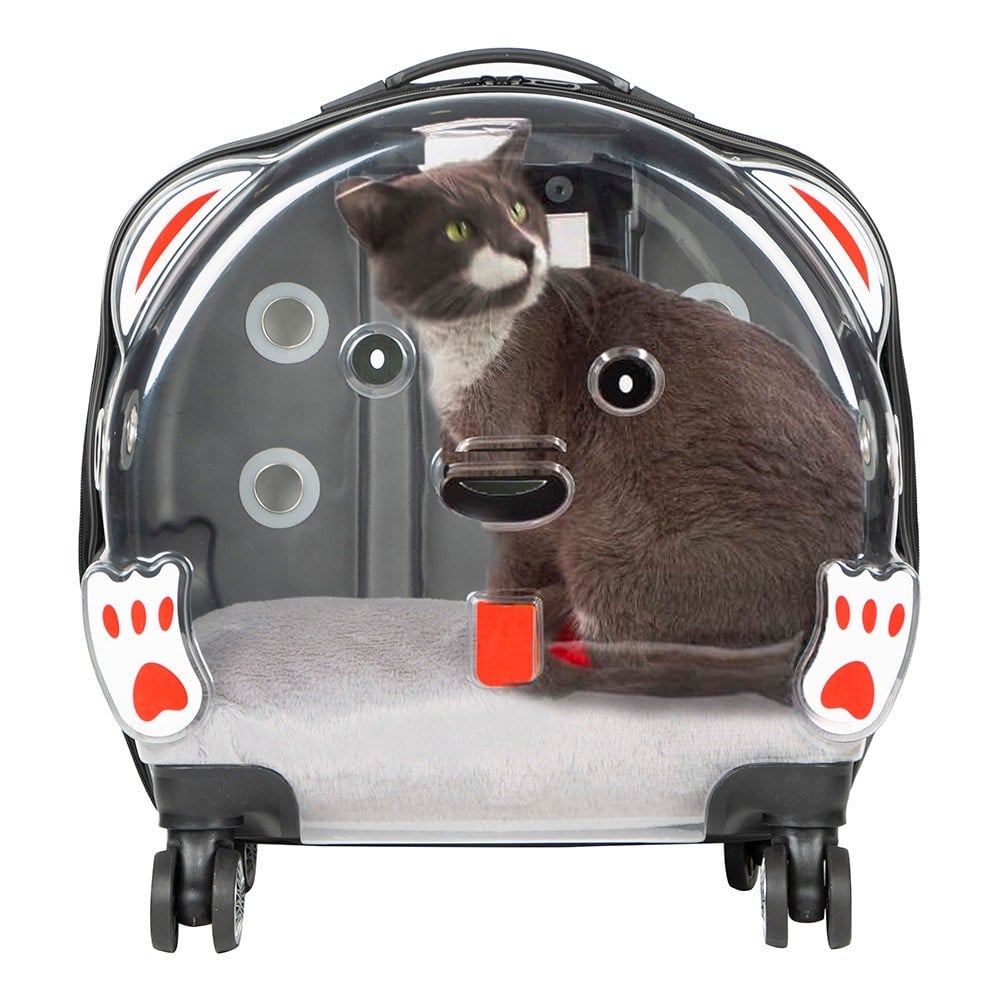 Ice Pet Tekerlekli Çekçekli Kedi Köpek Taşıma Valizi, 42x44 x23 cm, Gri