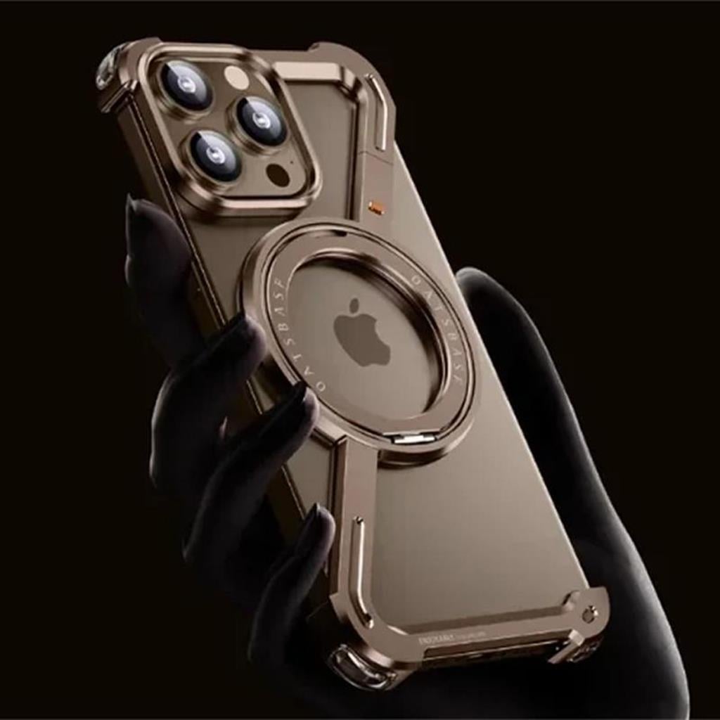 Apple ıPhone 16 Pro iCemag Metal Bumper Z Şeklinde Standlı Kılıf