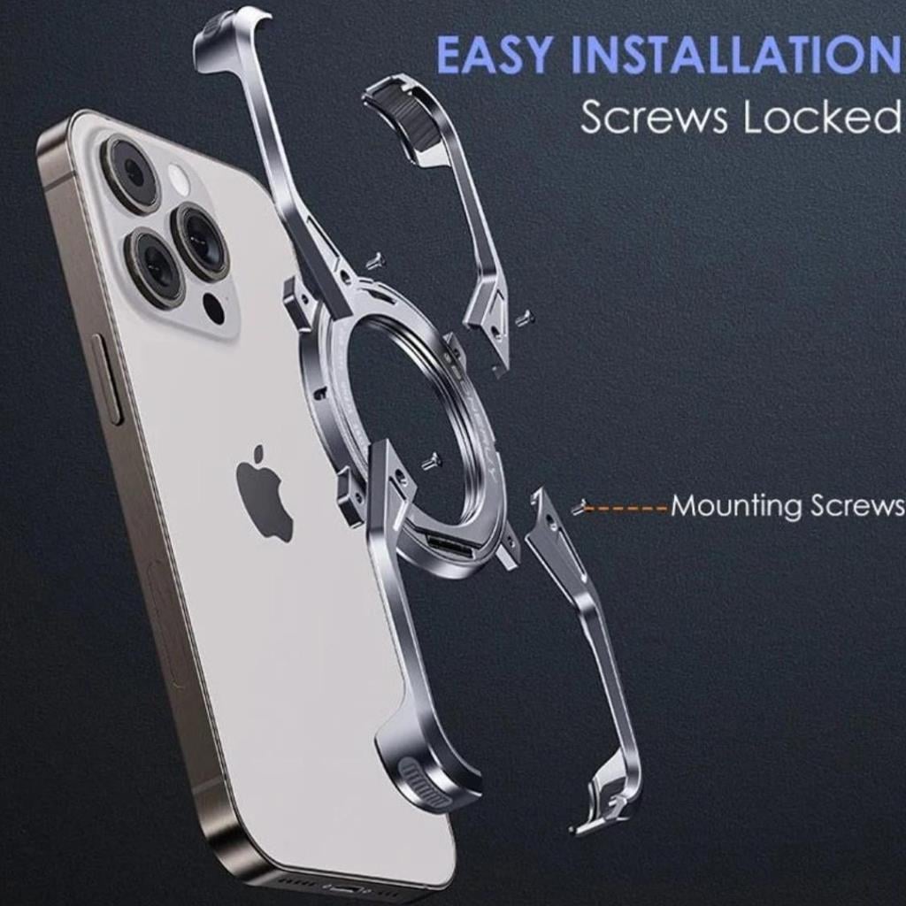 Apple ıPhone 16 Pro iCemag Metal Bumper Z Şeklinde Standlı Kılıf