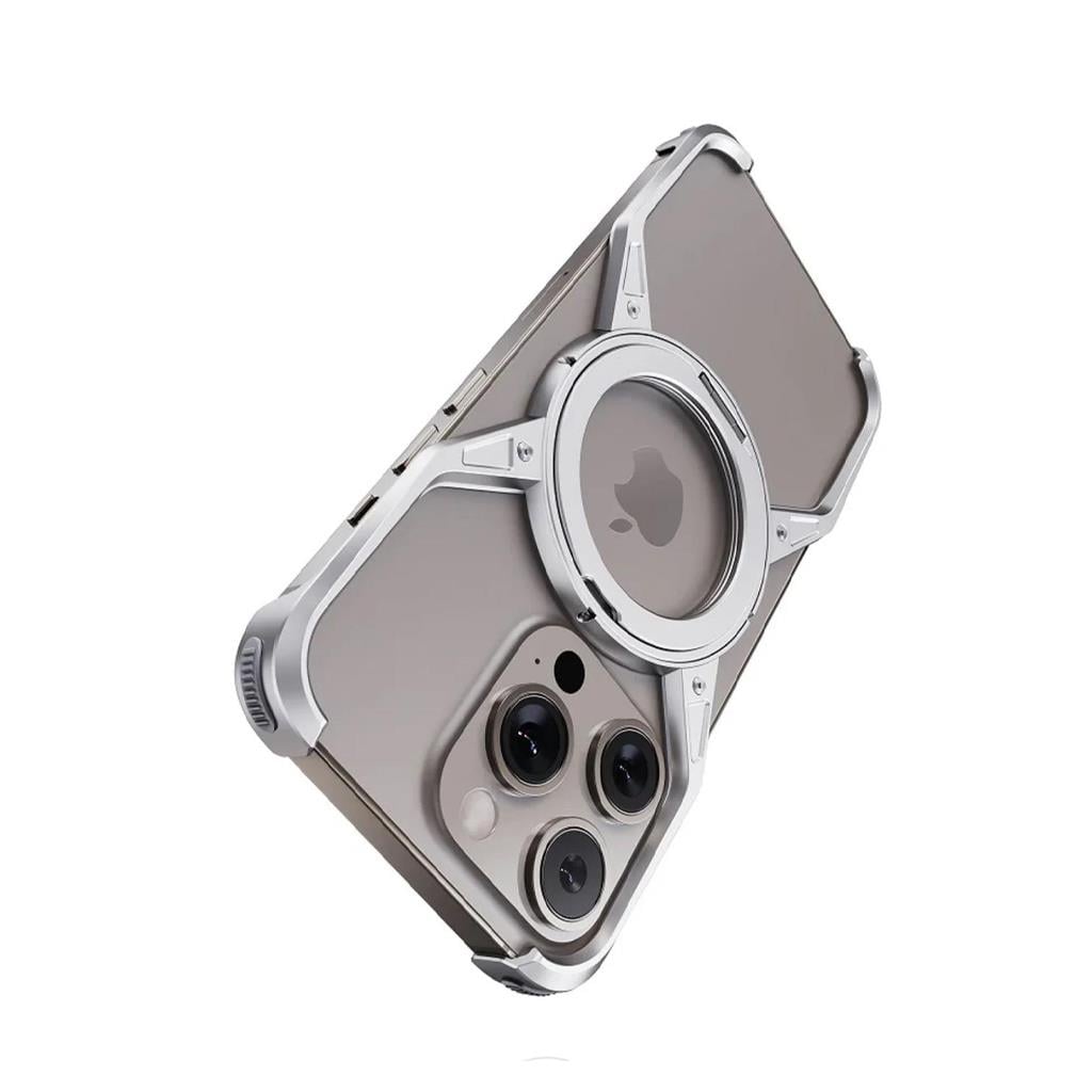 Apple ıPhone 16 Pro iCemag Metal Bumper Z Şeklinde Standlı Kılıf