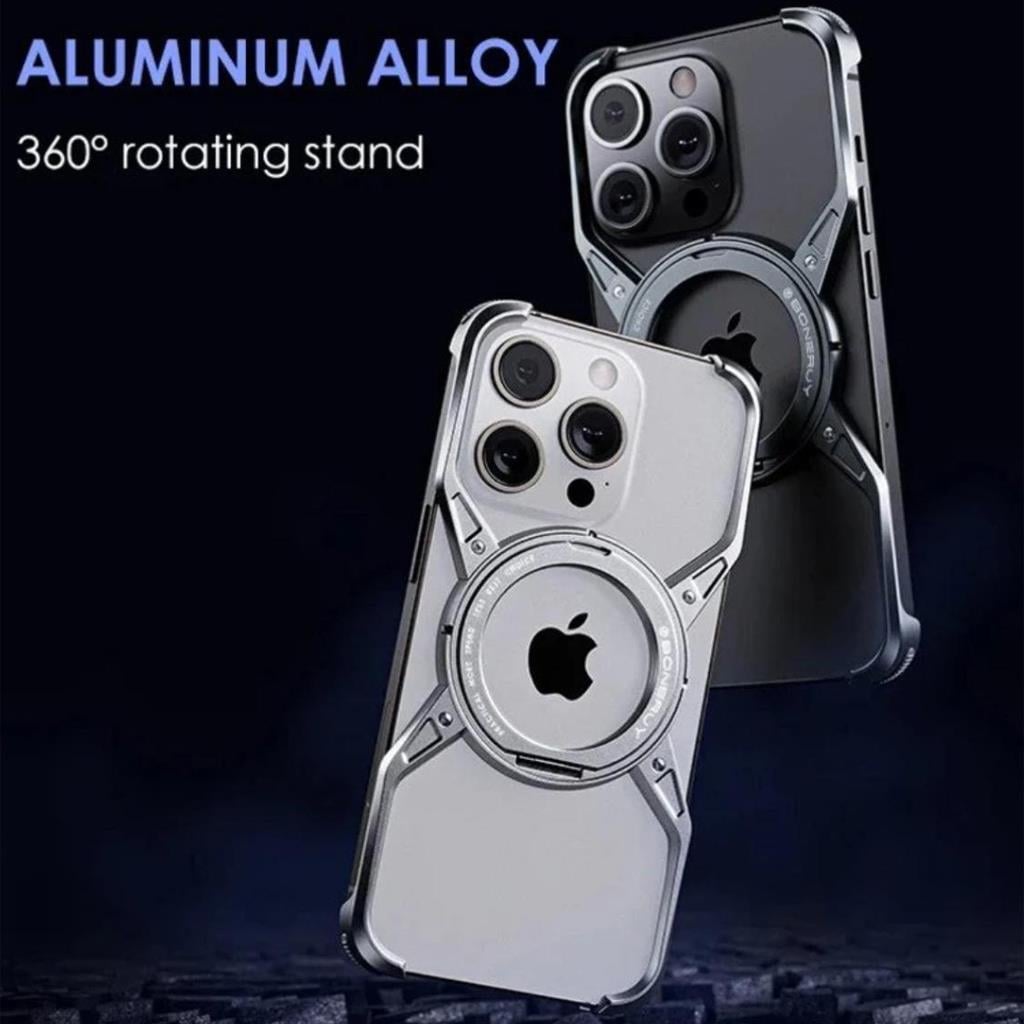 Apple ıPhone 16 Pro iCemag Metal Bumper Z Şeklinde Standlı Kılıf