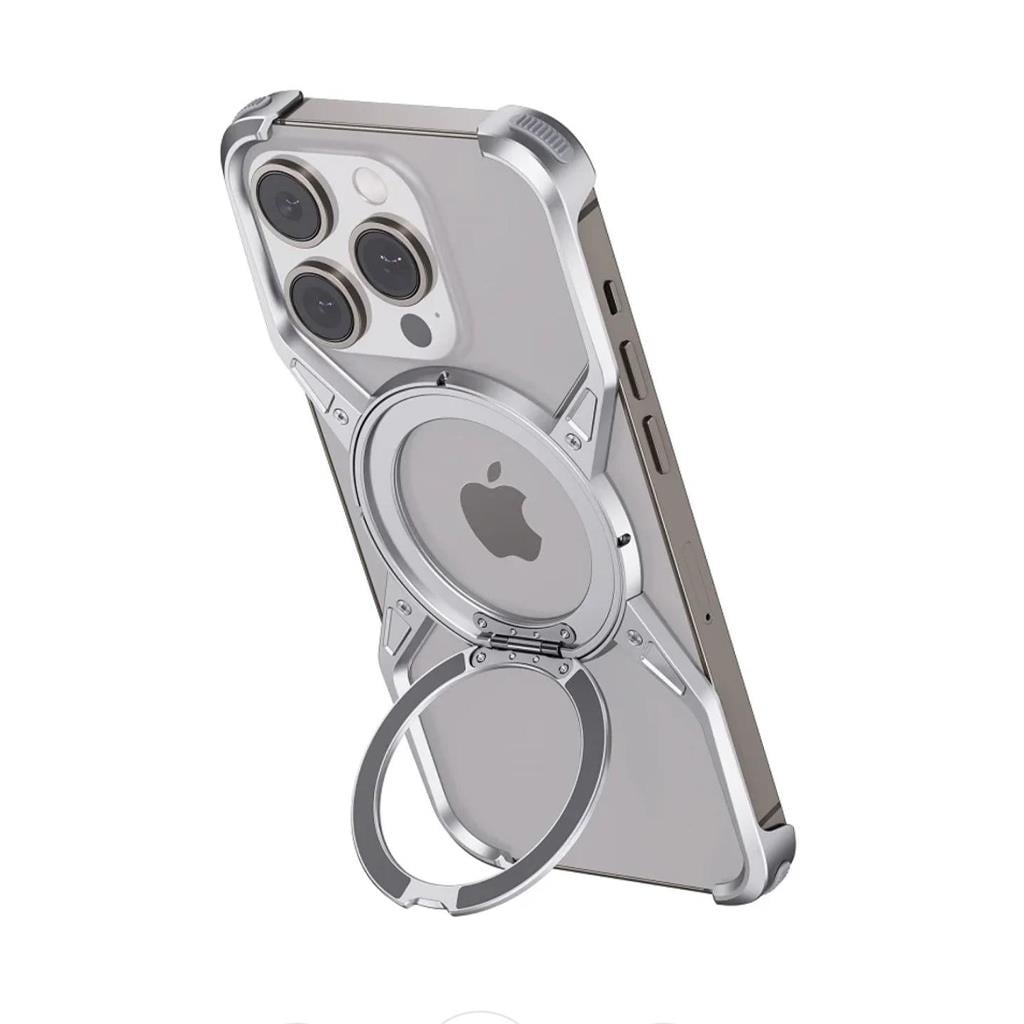 Apple ıPhone 16 Pro iCemag Metal Bumper Z Şeklinde Standlı Kılıf