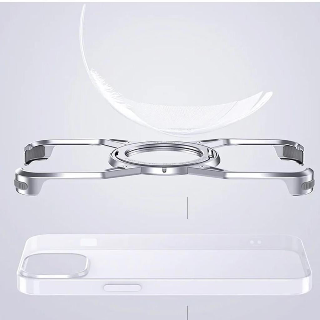 Apple ıPhone 16 Pro iCemag Metal Bumper Z Şeklinde Standlı Kılıf