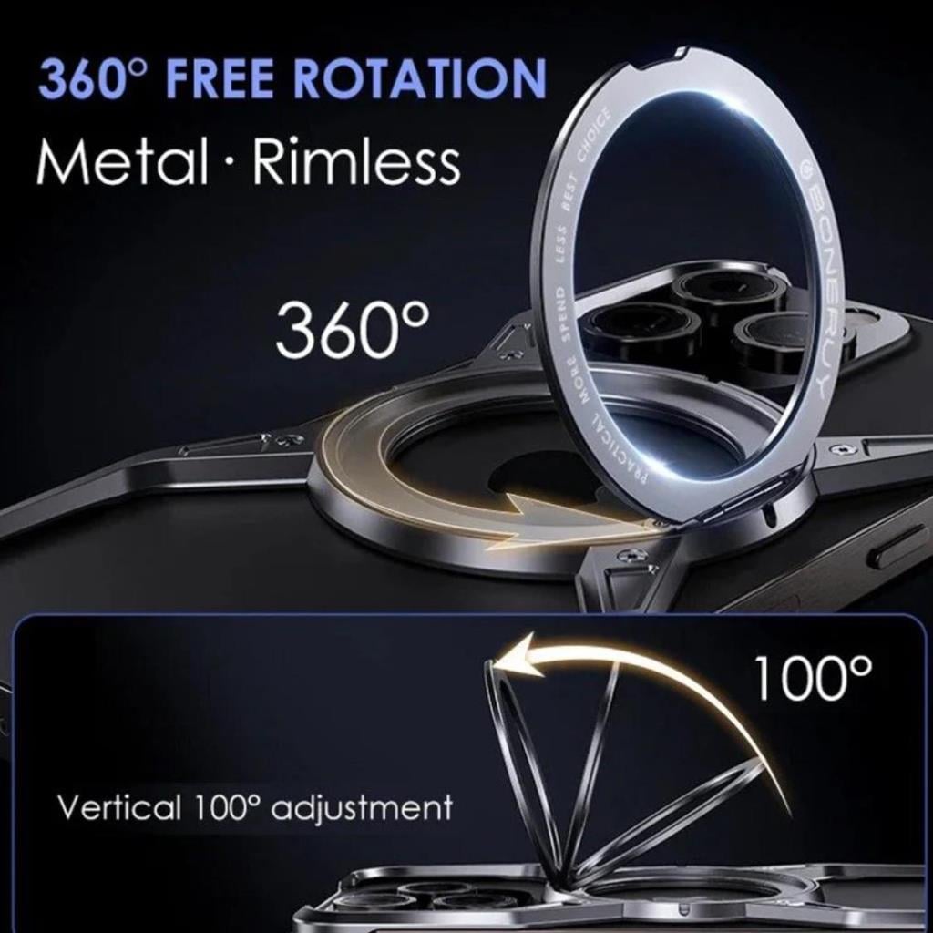 Apple ıPhone 16 Pro iCemag Metal Bumper Z Şeklinde Standlı Kılıf