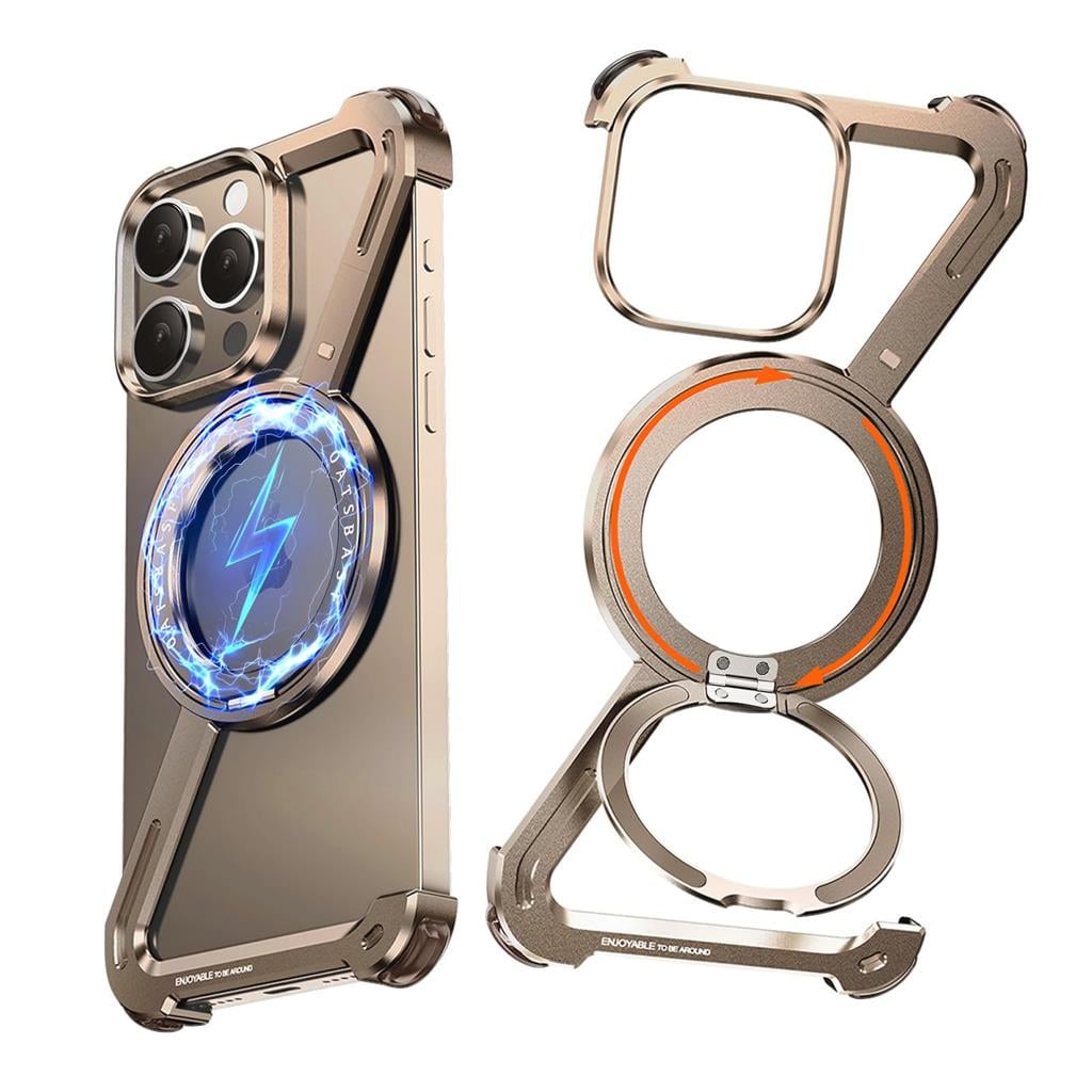 Apple ıPhone 16 Pro iCemag Metal Bumper Z Şeklinde Standlı Kılıf