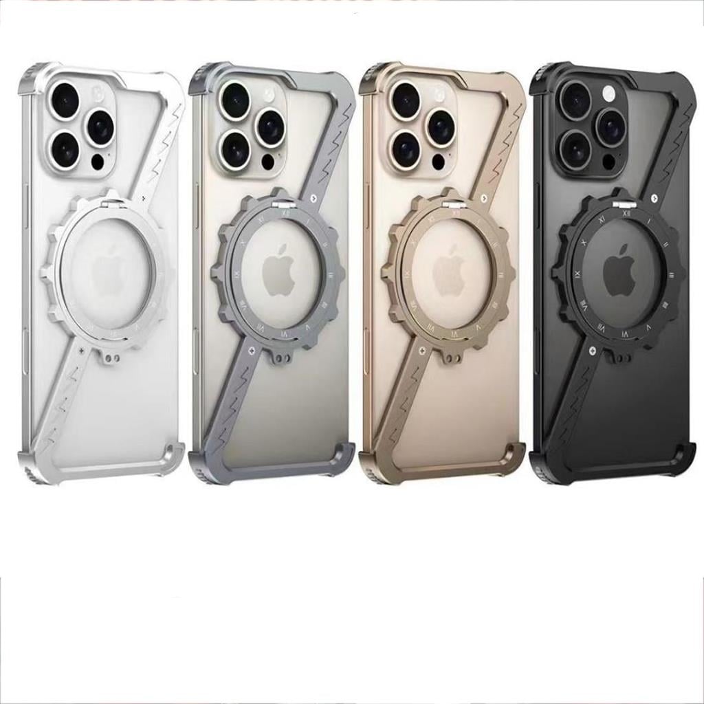 Apple ıPhone 16 Pro iCemag Metal Bumper Z Şeklinde Standlı Kılıf