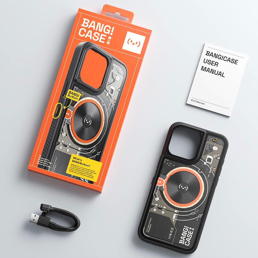 iPhone 15 Pro Kılıf Özelleştirilebilir 3 Fonksiyonlu Bluetooth Bağlantılı Bitmo Lab Bangcase Akıllı Magsafe Kapak