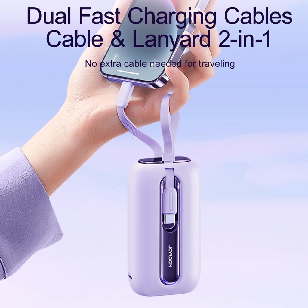 Joyroom 10000 Mah Mini Kendinden Kablolu 22,5W Check in Onaylı Powerbank