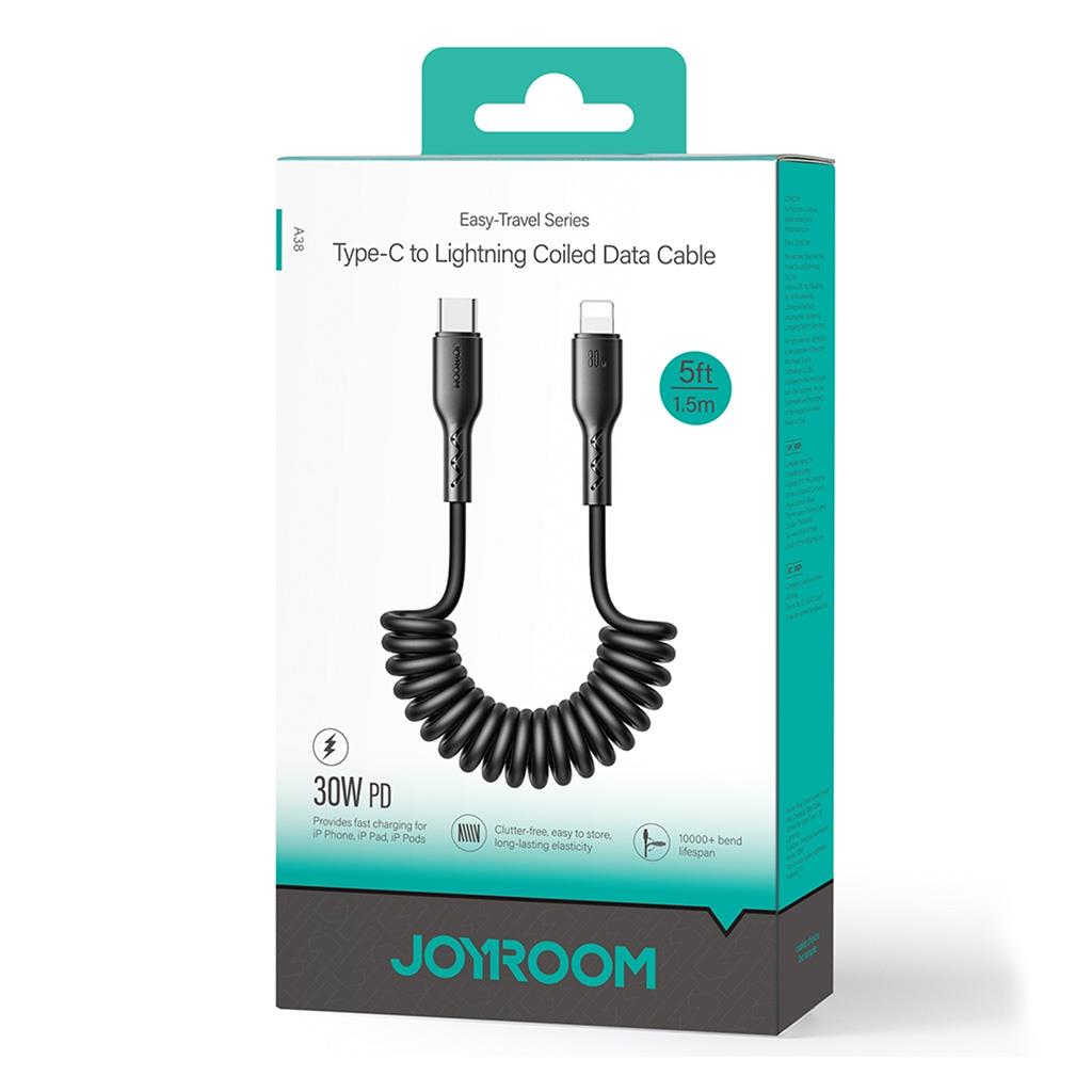 Joyroom A38-CL3 Type-C to Lightning 30W PD Hızlı Şarj Destekli Spiral Şarj Data Kablosu